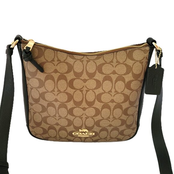 Coach C1649 Signature Ellie File Bag Crossbody Handbag Khaki Black - Picture 1 of 7